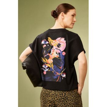 Medicine tricou din bumbac femei, culoarea negru