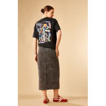 Medicine tricou din bumbac femei, culoarea negru ieftin