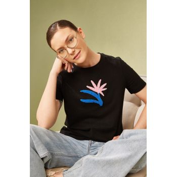 Medicine tricou din bumbac femei, culoarea negru