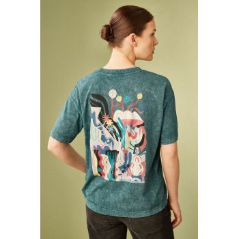 Medicine tricou din bumbac femei, culoarea verde