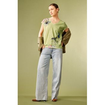 Medicine tricou din bumbac femei, culoarea verde