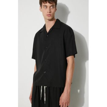 MKI MIYUKI ZOKU camasa Tencel Vacation Shirt barbati, culoarea negru, relaxed, TENCEL.VACATION.SHIRT