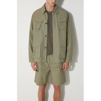 MKI MIYUKI ZOKU jacheta de bumbac Ripstop Cargo Jacket culoarea verde, de tranzitie, oversize, RIPSTOP.CARGO.JACKET
