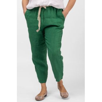 Pantaloni verzi, pana, cu snur alb, din in Pantaloni verzi, pana, cu snur alb, din in