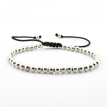 Bratara cu snur si Bile din Argint 925 4 mm, Unisex