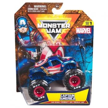 Masinuta Monster Jam 1:64 Marvel Single - Captain America