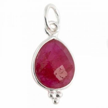 Pandantiv rubin 1.2 cm, piatra lunii iulie, birthstone -argint