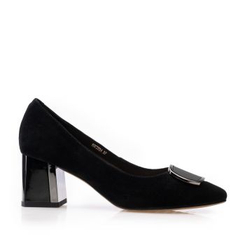 Pantofi eleganți damă din piele naturală - 900 Negru Velur