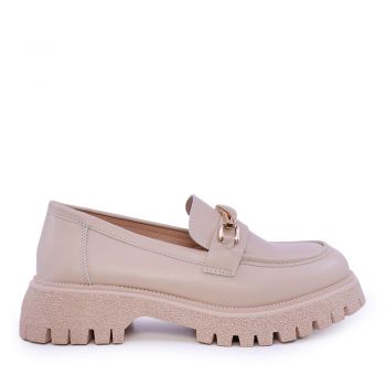 Pantofi loafer femei Solo Donna bej din piele 2549DP9424BE