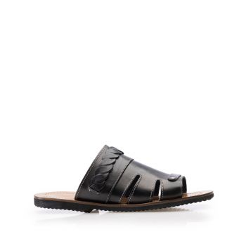 Saboți bărbați din piele naturală - 2002-1 Negru Box