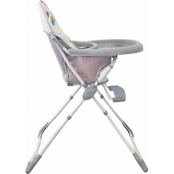 Scaun de masa pentru copii si bebe Baby Care CH Pliabil, Centura de siguranta, Sezut confortabil, Masuta detasabila, Model Elefanti Gri