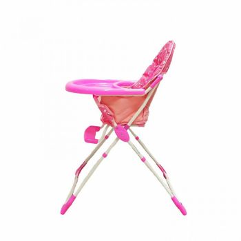Scaun de masa pentru copii si bebe Baby Care CH ,Pliabil, Centura de siguranta, Sezut confortabil, Masuta detasabila, Model Floricele Roz