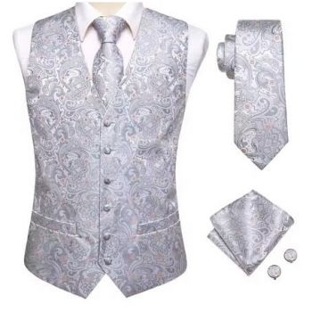 Set vesta + cravata + batista + butoni, matase - model 31