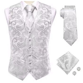Set vesta + cravata + batista + butoni, matase - model 34