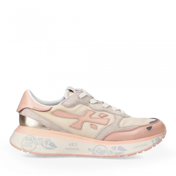 Sneakers femei Premiata Lauryn roz din piele întoarsă și textil 1699DP7483RO
