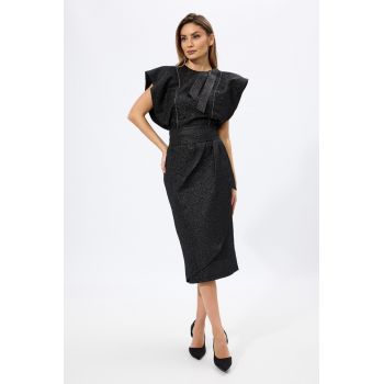 Compleu elegant premium format din bluza si fusta Spencer Negru