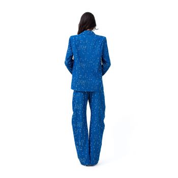 Costum din denim cu sacou oversized si pantaloni balon