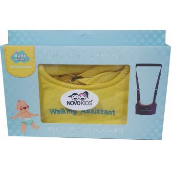 Ham pentru copii Novokids First Walking Assistant Galben cu Maner confortabil, Intaritura, Material moale, Greutate admisa 15 kg, Lavabil