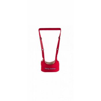 Ham pentru copii Novokids First Walking Assistant Rosu cu Maner confortabil, Intaritura, Material moale, Greutate admisa 15 kg, Lavabil