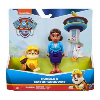 Patrula Catelusilor Set Figurine Eroi De Salvare Rubble Si Mayor Goodway
