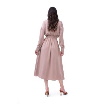 Rochie midi bej cu corset