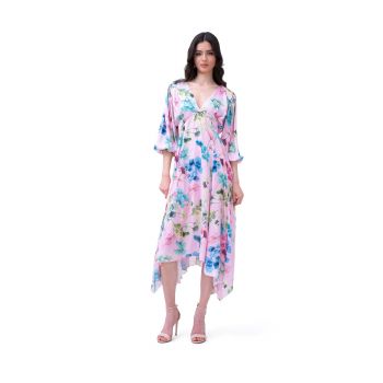 Rochie midi cu clini si print floral