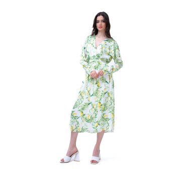 Rochie midi din print verde cu corset