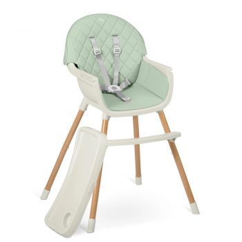 Scaun de masa multifunctional 3in1 pentru copii cu masuta reglabila si detasabila,husa din PU usor de curatat,suport picioare,transformabil in scaunel clasic Nukido Lilo Green