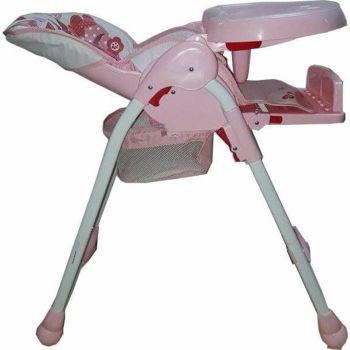 Scaun de masa pentru copii Baby Care Roz reglabil in 3 trepte, pliabil, centura de siguranta, sezut confortabil, masuta detasabila