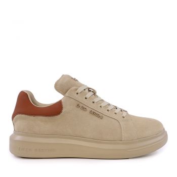 Sneakers bărbați Enzo Bertini bej din piele întoarsă cu logo 3869BP665VBE
