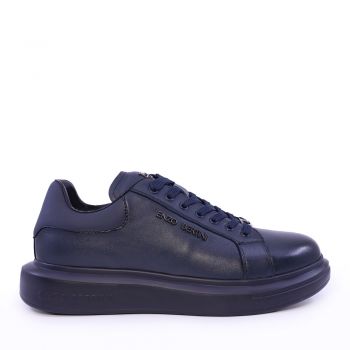 Sneakers bărbați Enzo Bertini bleumarin din piele naturală cu logo 3869BP665BL
