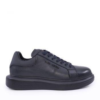 Sneakers bărbați Enzo Bertini negri din piele naturală cu logo 3869BP665N