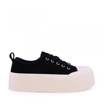 Sneakers cu talpă înaltă femei Luca di Gioia negri din piele 3849DP058VN
