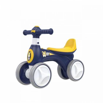 Vehicul pentru copii Novokids EVO Balance Bubbles Bike Albastru fara pedale, cu Masina de facut baloane si melodii, 4 roti din spuma EVA, Greutate admisa 30 kg