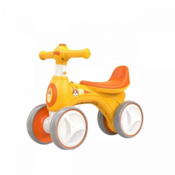 Vehicul pentru copii Novokids EVO Balance Bubbles Bike Portocaliu fara pedale, cu Masina de facut baloane si melodii, 4 roti din spuma EVA, Greutate admisa 30 kg