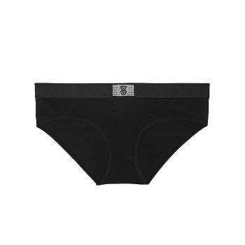 Cotton hipster underwear with glittering logo patch s