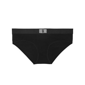Cotton hipster underwear with glittering logo patch xs