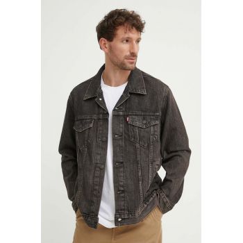 Levi's geaca jeans barbati, culoarea negru, de tranzitie