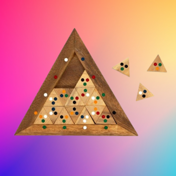 Puzzle din lemn - Triunghiul Bermudelor, Domino triunghiular pentru copii și adulți