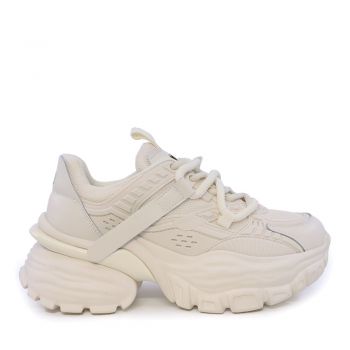 Sneakers chunky femei Enzo Bertini bej din piele și textil 3869DP181BE