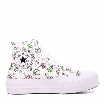 Sneakers high top femei CHUCK TAYLOR ALL STAR LIFT PLATFORM albi 2957DGS07561A ieftina la reducere