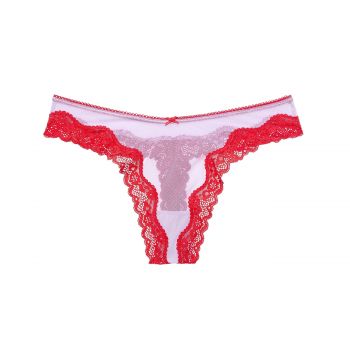 Tease mesh lace-trim high-leg thong panty s