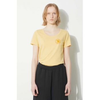 Fjallraven tricou 1960 Logo T-shirt W femei, culoarea galben, F83513.133