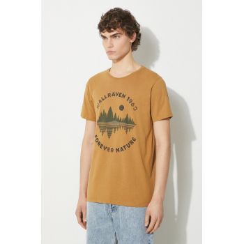 Fjallraven tricou din bumbac Forest Mirror T-shirt M barbati, culoarea maro, modelator, F87045.232