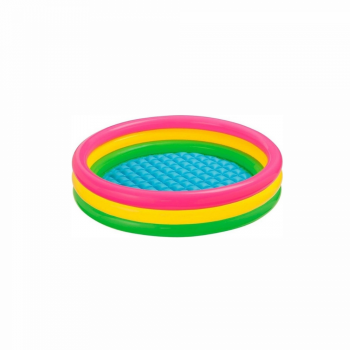 Piscina gonflabila cu podea gonflabila, trei inele colorate 60 cm