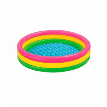 Piscina gonflabila cu podea gonflabila, trei inele colorate 86 cm