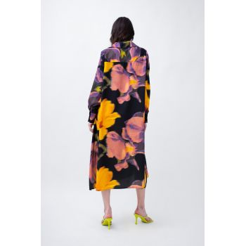 Printed Midi Dress With Side Slit