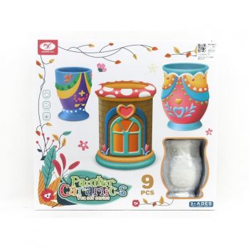 Set Pictura Ceramica - 3 Vase Decorative, 9 Piese, Multicolor, pentru Copii 3+ Ani