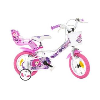 Bicicleta copii 3-5 ani, 12 inch, Fairy Alb, Dino Bikes DB124RSN05FY
