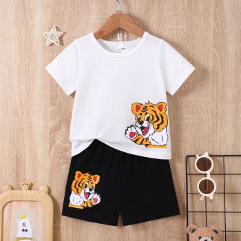 Compleu Alb Negru Baieti Tiger - 9-12 luni